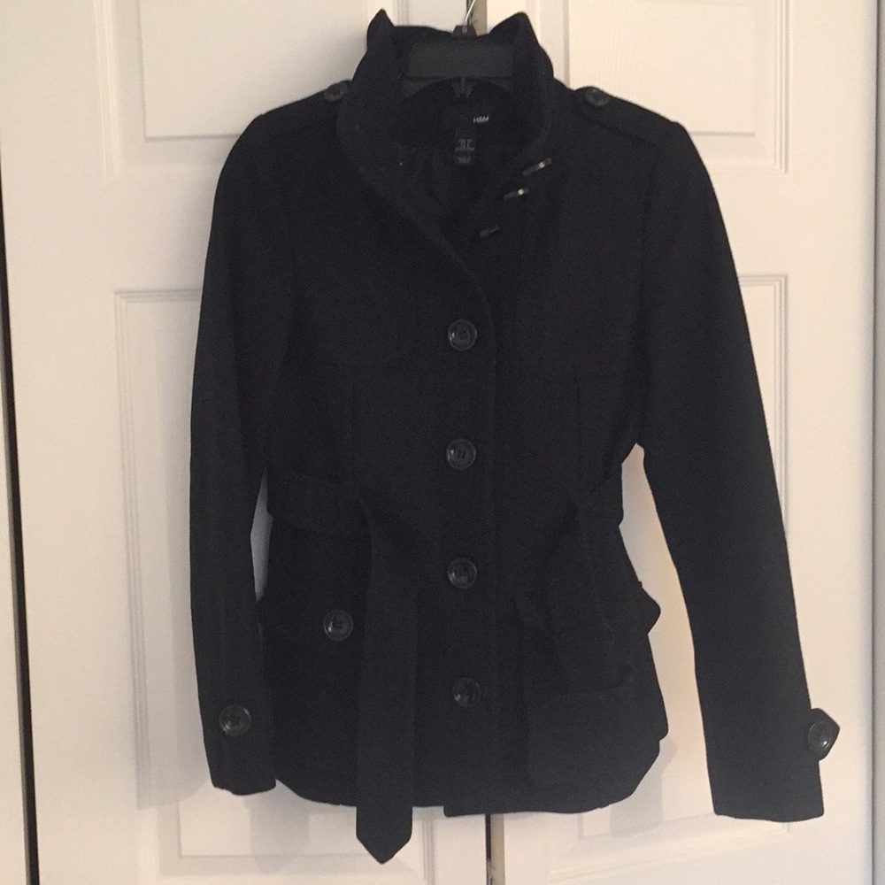 H&M Black Military style Pea Coat